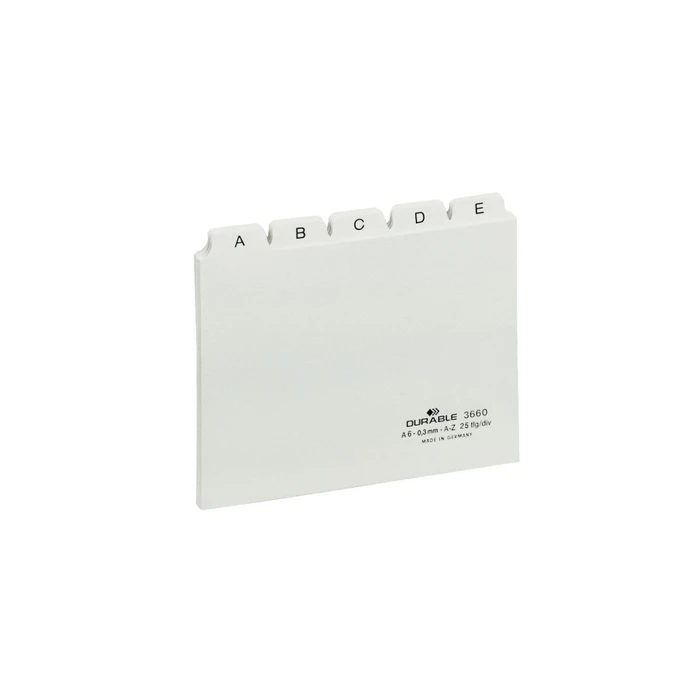 DURABLE Index Dividers A–Z, DIN A6 landscape (105 x 148 mm), 1 set, white, model 366002