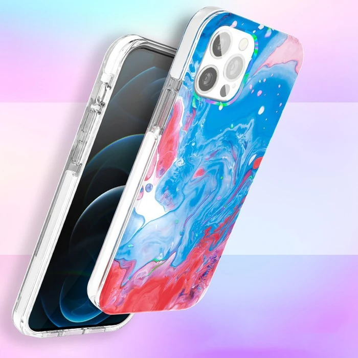 Kingxbar Watercolour Apple iPhone 12 Pro Max blue-pink