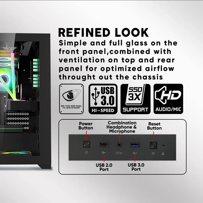 Κουτί Η/Υ Armaggeddon Full Atx Transparent Fish Tank Gaming Aquaron Pro Black