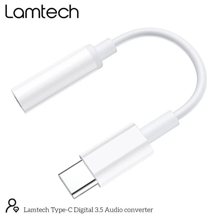 Αντάπτορας USB Lamtech Type-C Audio JACK 3,5mm WHITE