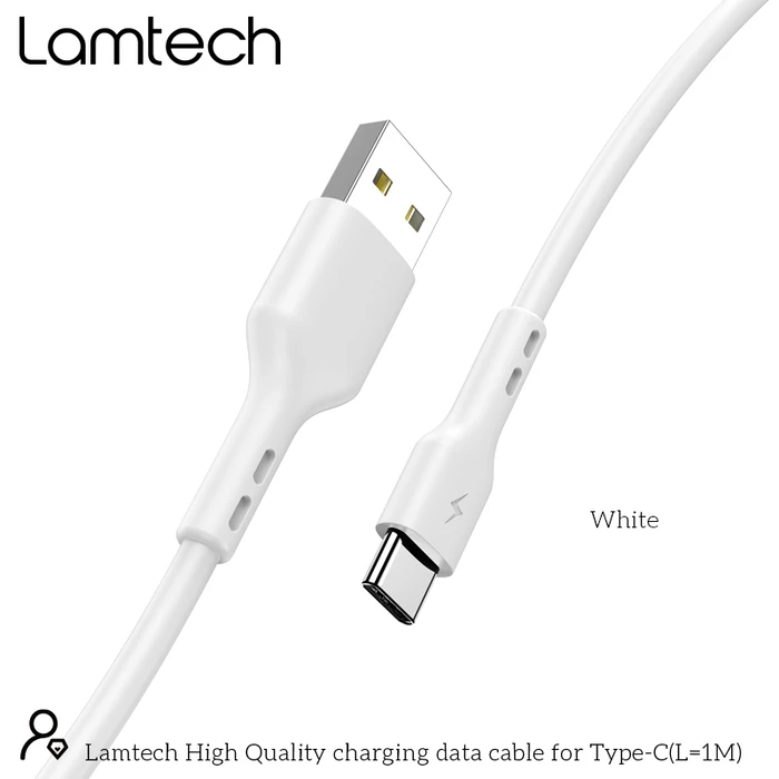 Καλώδιo USB Lamtech Data Type-C 1m WHITE
