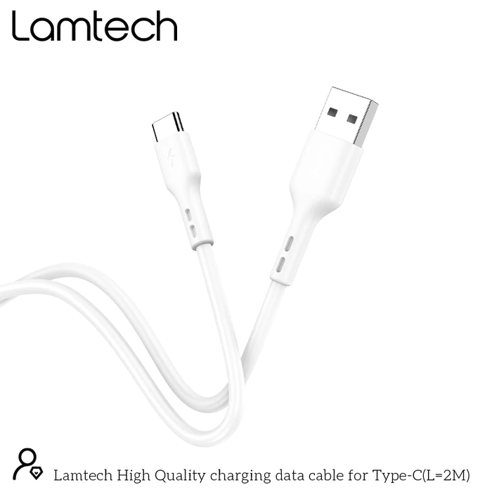 Καλώδιo USB Lamtech Data Type-C 2M WHITE