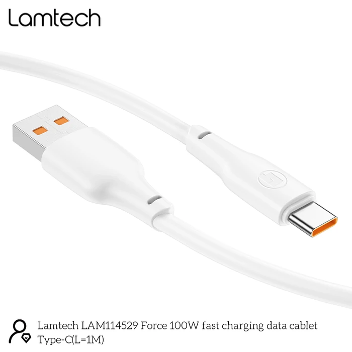 Καλώδιο USB-C Lamtech High Power 1m 100w White