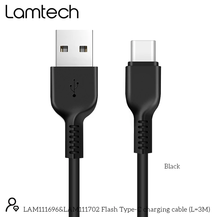 Καλώδιo USB Lamtech Data Type-C 3M Black