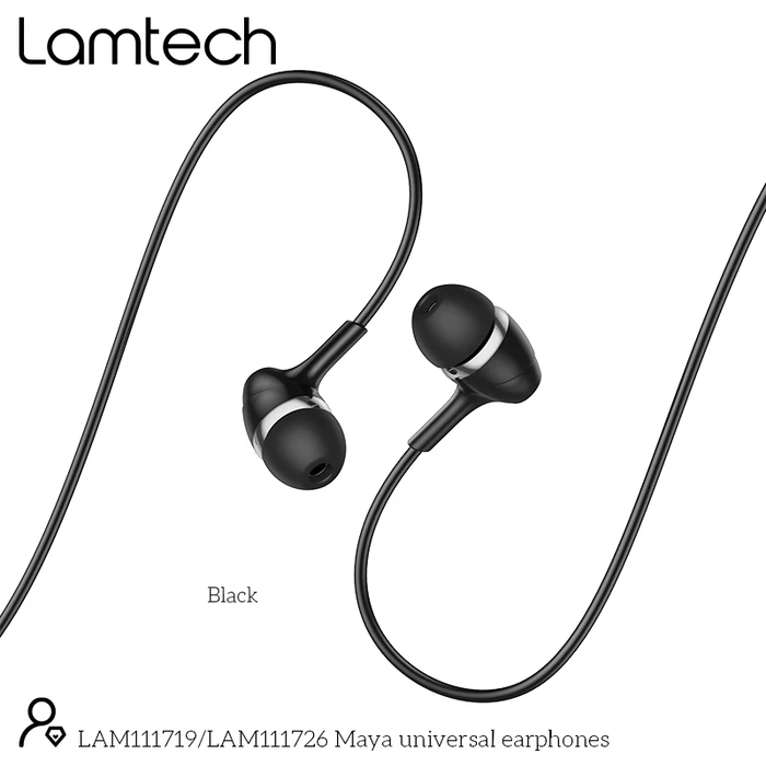 Handsfree Ακουστικά Lamtech FASHIONABLE 3,5mm EARPHONES Black