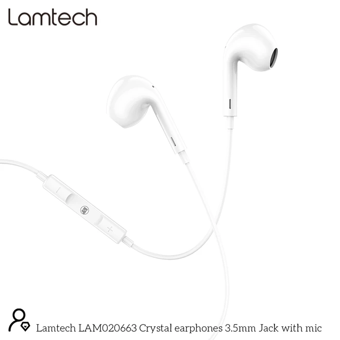 Handsfree Ακουστικά Lamtech Stereo 3,5mm JACK WHITE