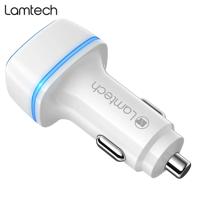 Φορτιστής Αυτοκινήτου Lamtech 2xUSB 2,4A for MOBILE PHONES WHITE