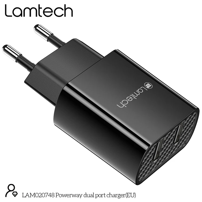 Φορτιστής Πρίζας Lamtech Travel Charger 2.4A With 2xUSB Black
