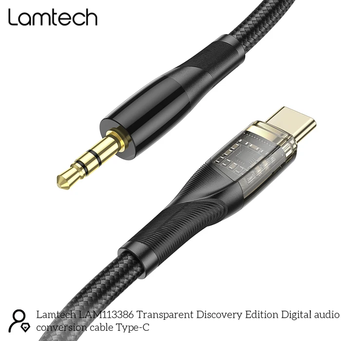 Καλώδιο USB Lamtech AUDIO Type-C TO 3.5MM JACK Black 1M