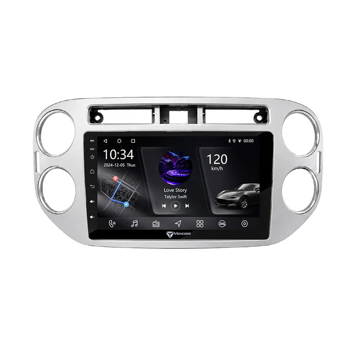 VenCore 3236-10005-0639G - Οθόνη Multimedia Android 15 9" PX5S Octa-Core 2GB/32GB IPS με Πρόσοψη, CarPlay, Android Auto και Υποστήριξη Κάμερας 360° για VW Tiguan 2008-2016 – Γκρι