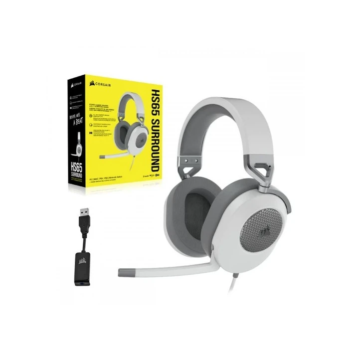 Gaming Headset Corsair Wired HS65 Surround - White - CA-9011271-EU
