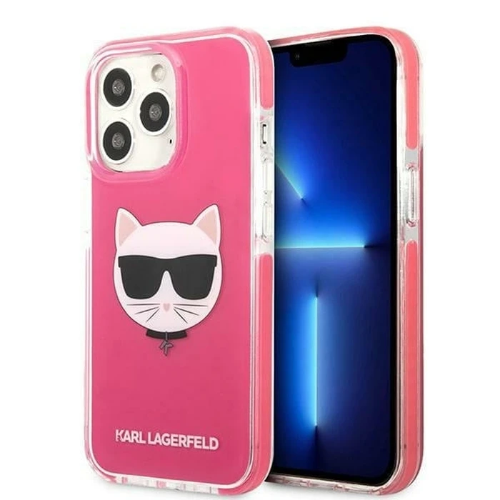 Karl Lagerfeld KLHCP13XTPECPI Apple iPhone 13 Pro Max hardcase fuschia Choupette Head