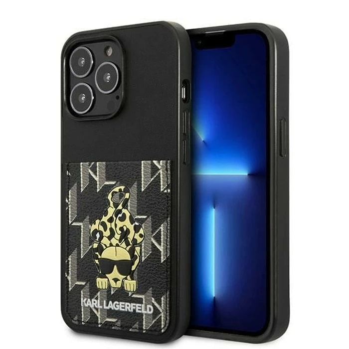 Karl Lagerfeld KLHCP13LCANCNK Apple iPhone 13 Pro hardcase black Karlimals Cardslot