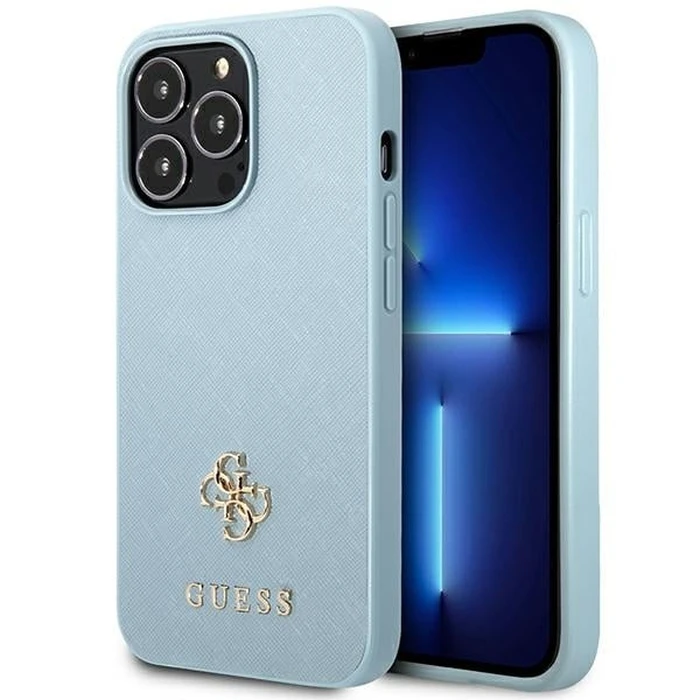 Guess GUHCP13XPS4MB Apple iPhone 13 Pro Max blue hardcase Saffiano 4G Small Metal Logo