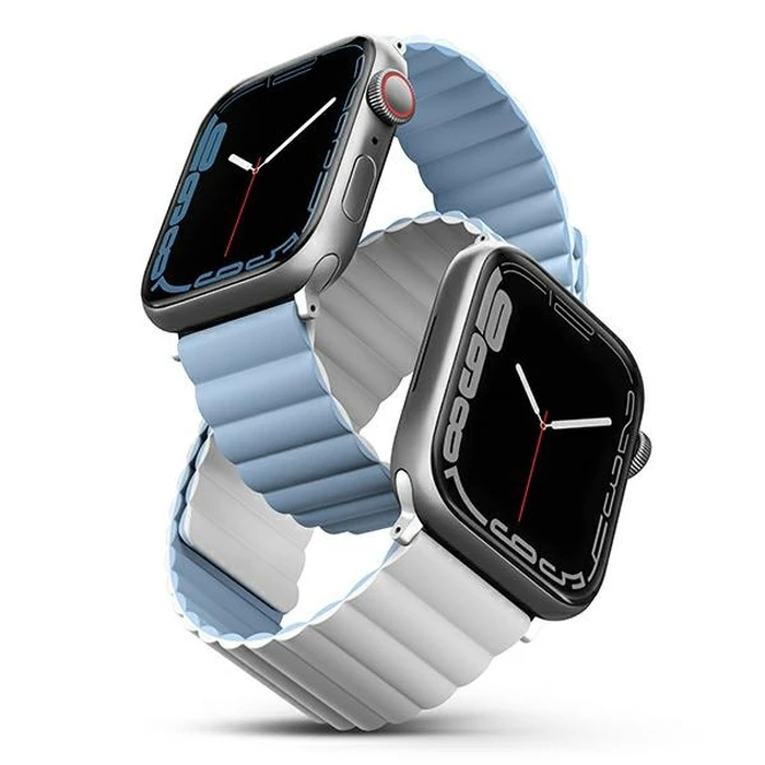 UNIQ Revix strap Apple Watch 4/5/6/7/SE/8/9/Ultra 44/45/49mm Reversible Magnetic white-blue