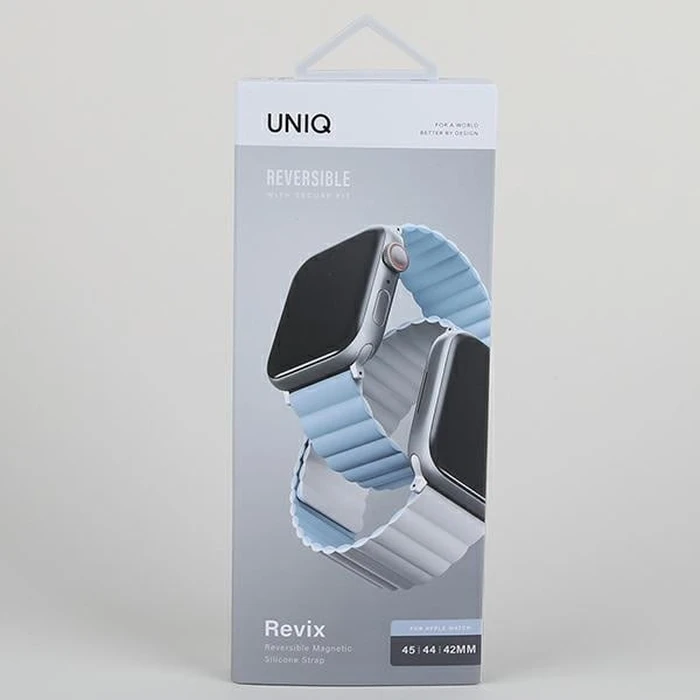 UNIQ Revix strap Apple Watch 4/5/6/7/SE/8/9/Ultra 44/45/49mm Reversible Magnetic white-blue
