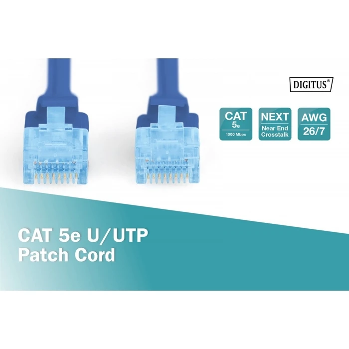 Καλώδιο Δικτύου Digitus Cat 5e U-Utp Patch 1m Blue