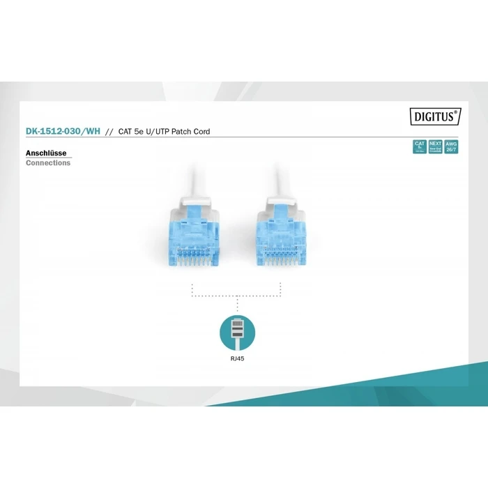 Καλώδιο Δικτύου Digitus Cat 5e U-Utp Patch 3m White