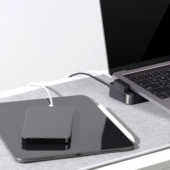 Joyroom Multifunctional Hub USB-C - USB 3.0 / RJ45 / HDMI / USB-C / Thunderbolt for MacBook Pro gray (S-H121 Gray)