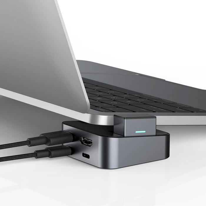 Joyroom Multifunctional Hub USB-C - USB 3.0 / RJ45 / HDMI / USB-C / Thunderbolt for MacBook Pro gray (S-H121 Gray)