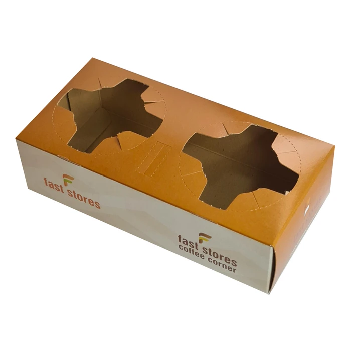 Χάρτινη Ποτηροθήκη Fast Stores & Coffee Corner 2 Θέσεων, 50Τμχ