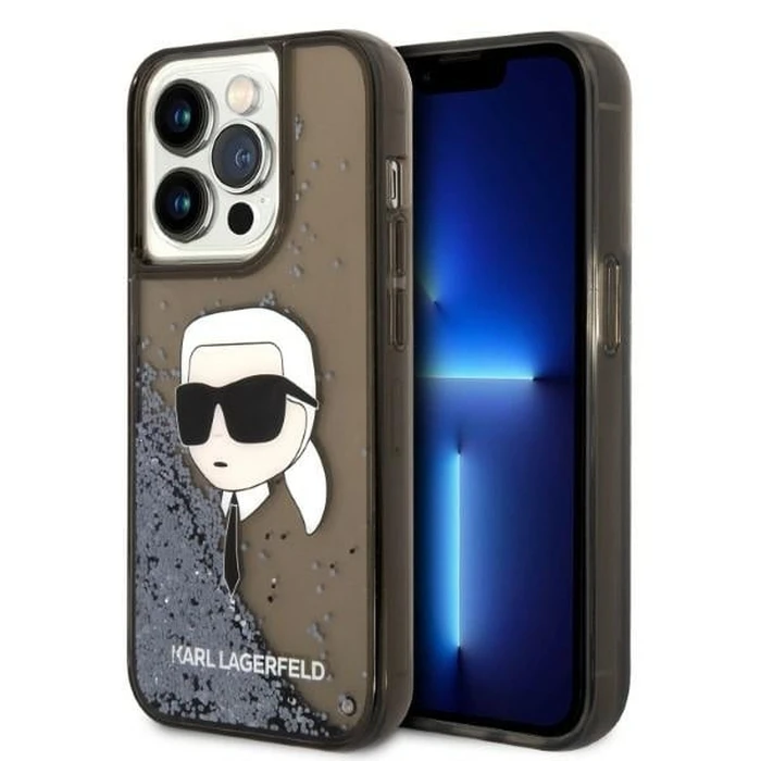 Karl Lagerfeld KLHCP14LLNKHCK Apple iPhone 14 Pro black hardcase Glitter NFT Karl Head