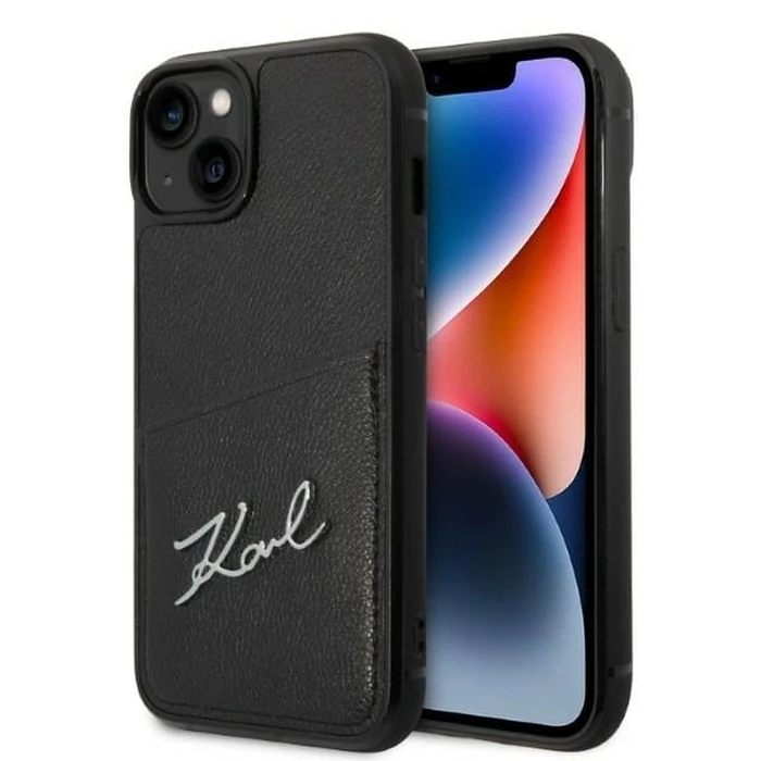 Karl Lagerfeld KLHCP14MCSSK Apple iPhone 14 Plus / 15 Plus hardcase black Signature Logo Cardslot