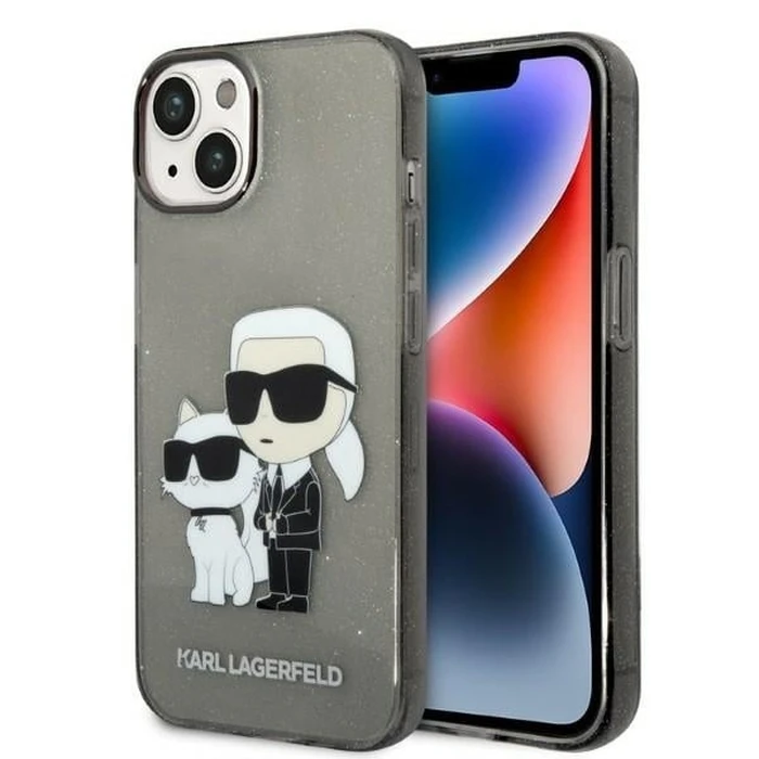 Karl Lagerfeld KLHCP14MHNKCTGK Apple iPhone 14 Plus / 15 Plus black hardcase IML GLIT NFT Karl&Choupette