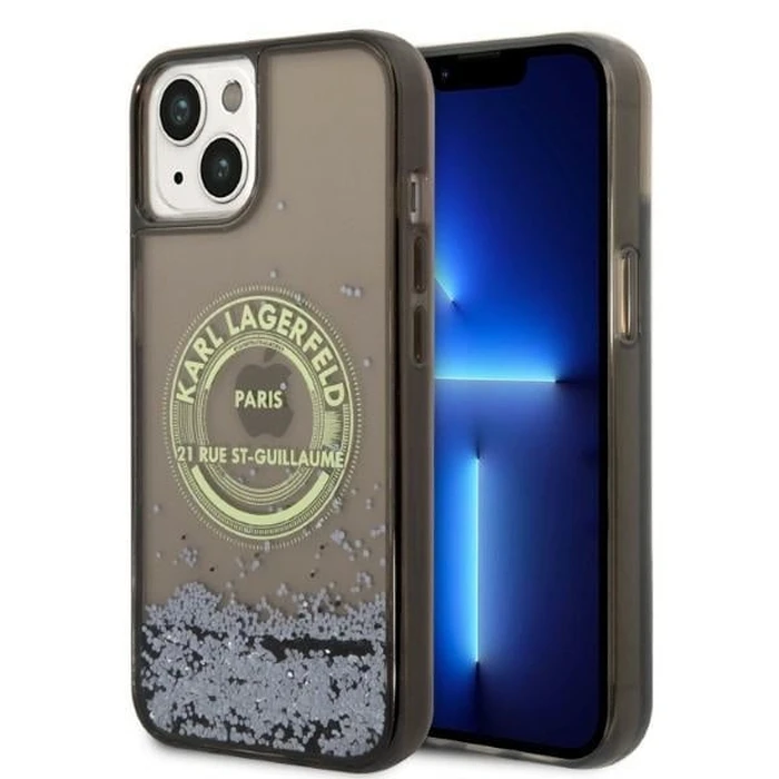 Karl Lagerfeld KLHCP14MLCRSGRK Apple iPhone 14 Plus / 15 Plus black hardcase Liquid Glitter RSG