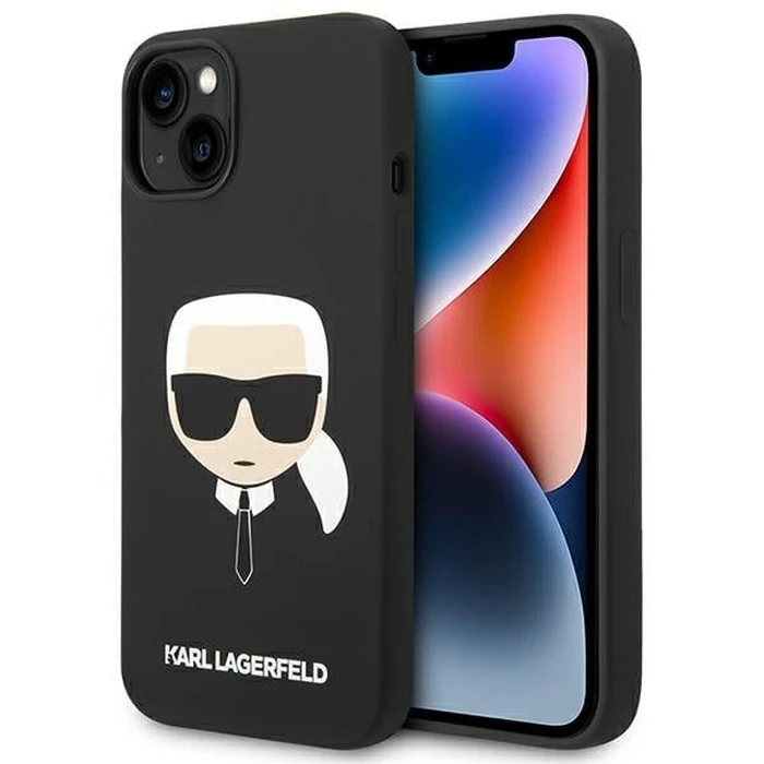 Karl Lagerfeld KLHMP14MSLKHBK Apple iPhone 14 Plus / 15 Plus hardcase black Silicone Karl`s Head Magsafe