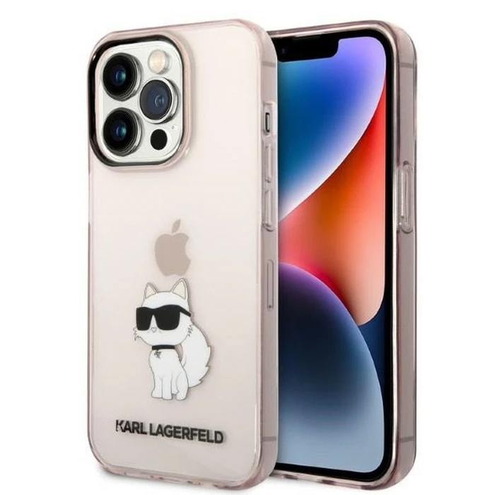 Karl Lagerfeld KLHCP14LHNCHTCP Apple iPhone 14 Pro pink hardcase Ikonik Choupette