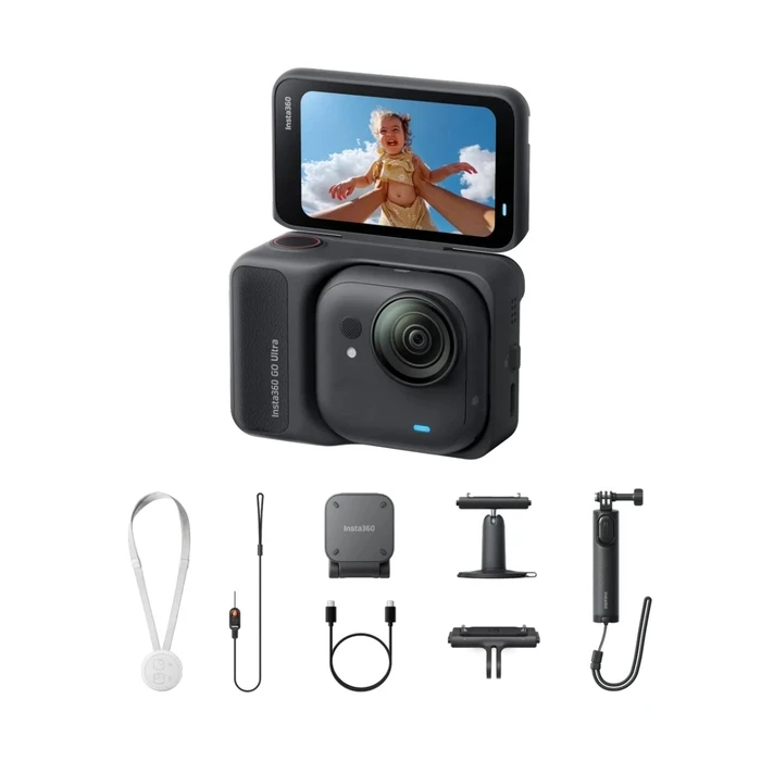 Action Camera Insta360 GO Ultra Creator Bundle Midnight Black - Mini 2-in-1 Tripod, Quick Release, Pivot