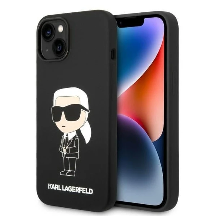 Karl Lagerfeld KLHCP14MSNIKBCK Apple iPhone 14 Plus / 15 Plus hardcase black Silicone Ikonik
