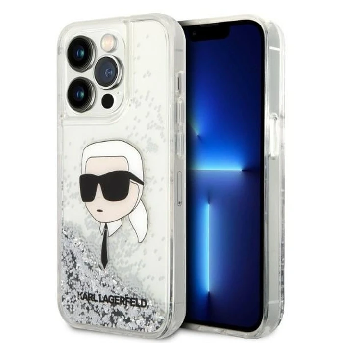 Karl Lagerfeld KLHCP14XLNKHCH Apple iPhone 14 Pro Max silver hardcase Glitter Karl Head