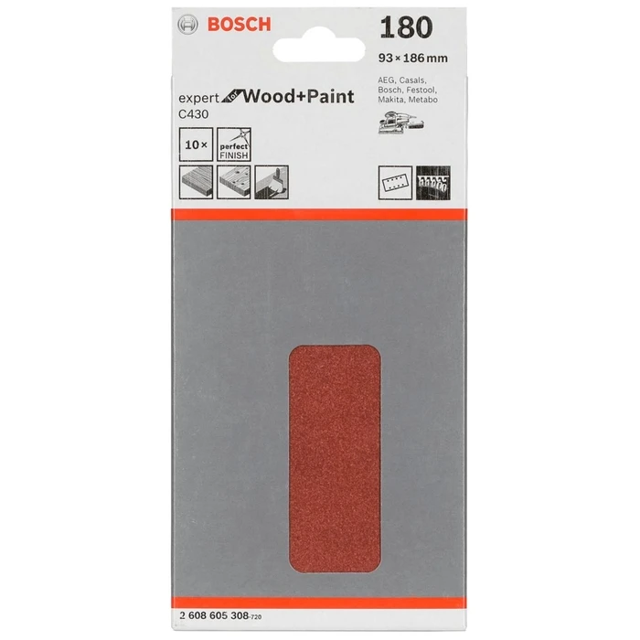 Bosch Φύλλα λείανσης C 430 Wood + Lacquer 93x186MM Grit 180 10 τμχ