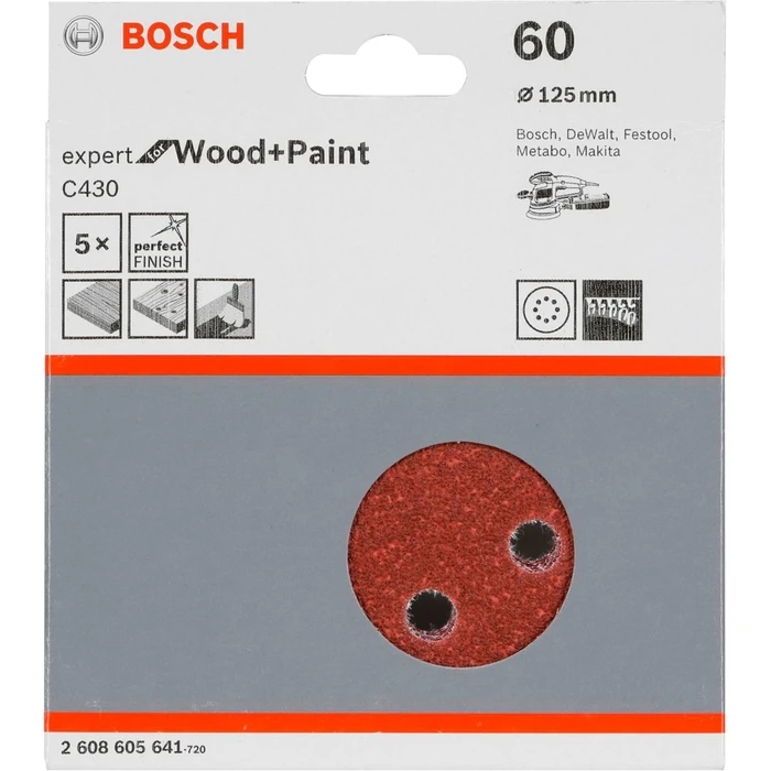 Bosch Πέλμα Τριβής C 430 D125MM Wood Grit 60 5 τεμ.