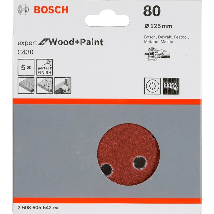 Bosch Φύλλα λείανσης C 430 D125MM Wood Grit 80 5 τεμ.