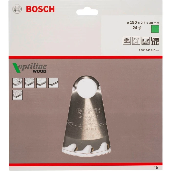 Bosch Δίσκος Κυκλικού Πριονιού OP WO H 190x30-24
