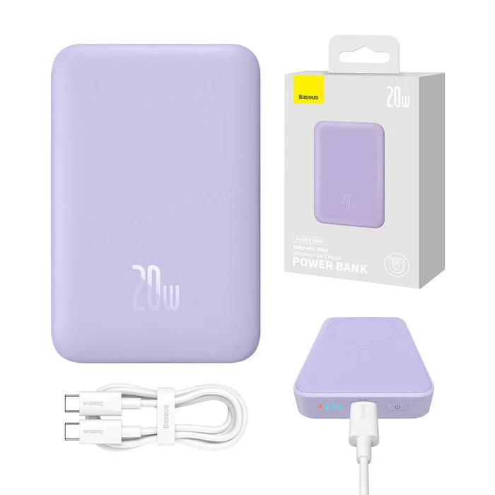 Power Bank Baseus Magnetic Mini 10000mAh 20W MagSafe (purple)