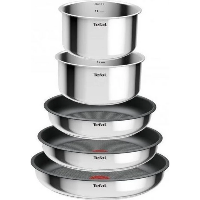 Tefal Ingenio Cook Eat Σετ 8 τεμαχίων από Ανοξείδωτο Ατσάλι 18/10 με Αντικολλητική Επίστρωση (Silver) L881S804