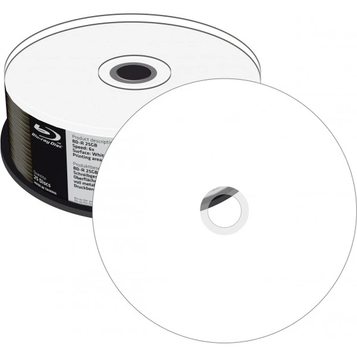 BD-R MediaRange 25GB 6x fully printable 25pcs Cakebox