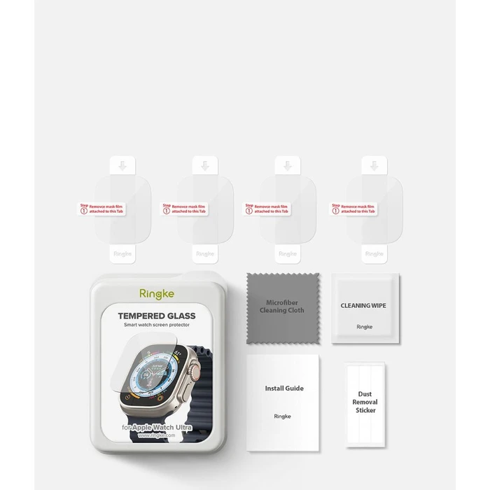 Tempered glass Ringke ID Glass Apple Watch Ultra 1 / 2 / 3 49mm Clear [4 PACK]