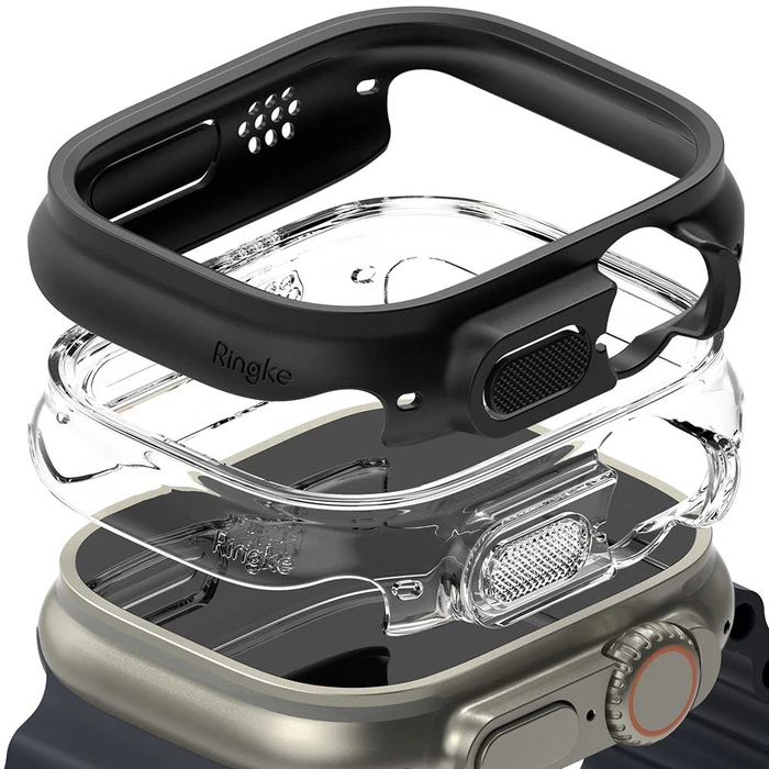 Case Ringke Slim Apple Watch Ultra 1 / 2 / 3 49mm Clear & Matte Black [2 PACK]