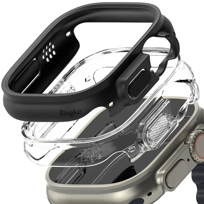 Case Ringke Slim Apple Watch Ultra 1 / 2 / 3 49mm Clear & Matte Black [2 PACK]