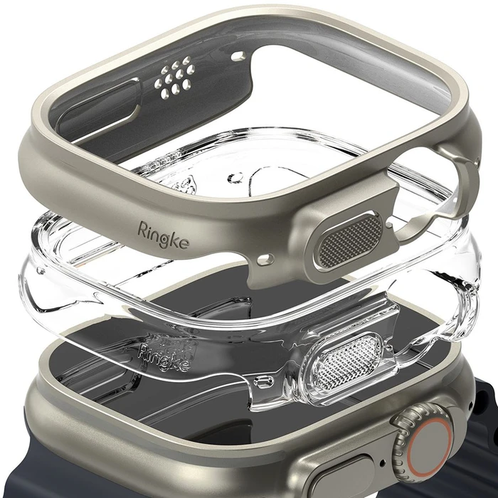 Case Ringke Slim Apple Watch Ultra 1 / 2 / 3 49mm Clear & Titanium Grey [2 PACK]