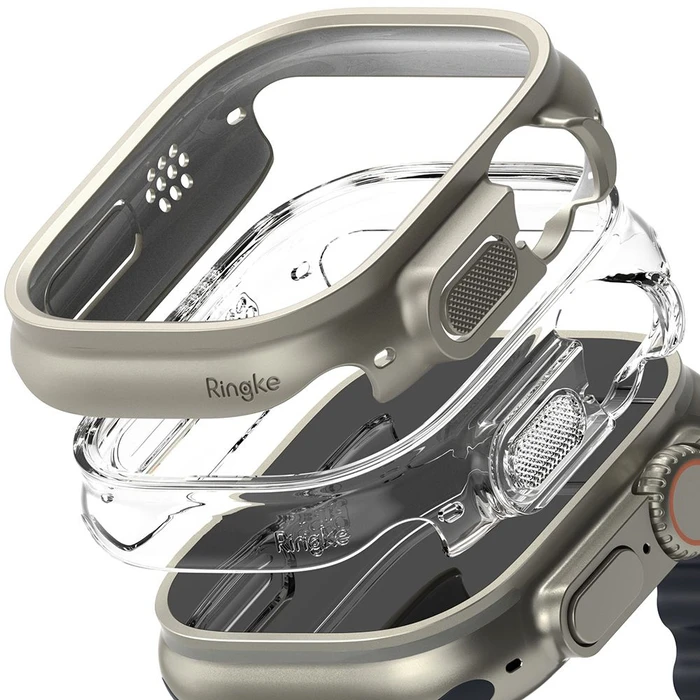 Case Ringke Slim Apple Watch Ultra 1 / 2 / 3 49mm Clear & Titanium Grey [2 PACK]