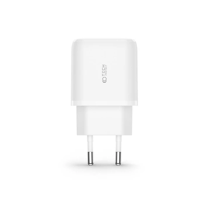 Tech-Protect C20W 2-port Network Charger PD 20W QC 3.0 + USB-C Cable White