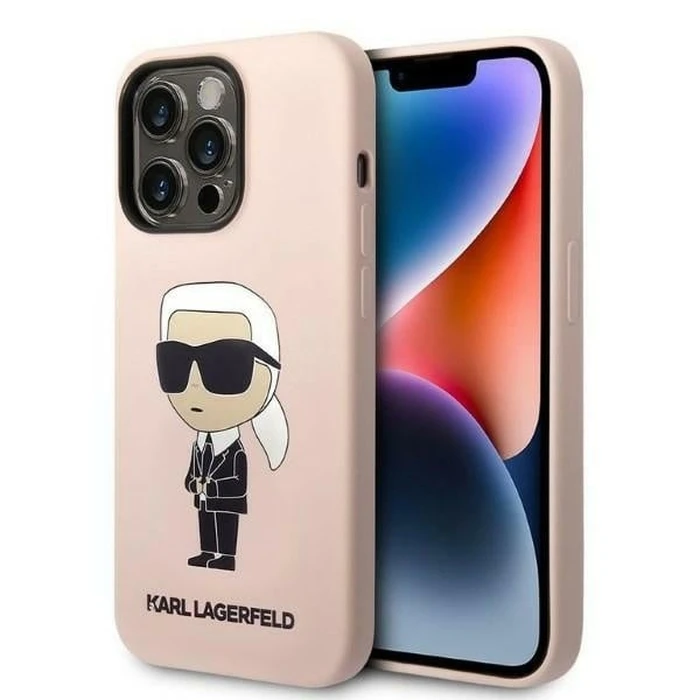 Karl Lagerfeld KLHCP14LSNIKBCP Apple iPhone 14 Pro hardcase pink Silicone Ikonik