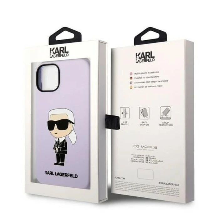 Karl Lagerfeld KLHCP14MSNIKBCU Apple iPhone 14 Plus / 15 Plus hardcase purple Silicone Ikonik
