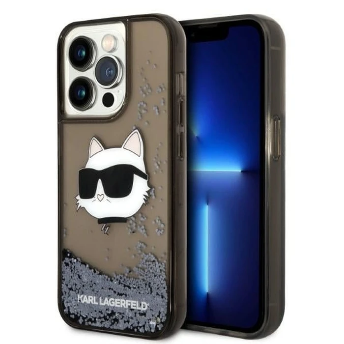 Karl Lagerfeld KLHCP14XLNCHCK Apple iPhone 14 Pro Max black hardcase Glitter Choupette Head